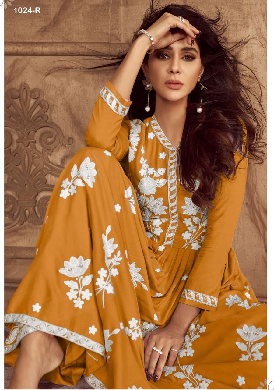 LAKHNAVI VOL 4 NEW COLOR HEAVY REYON LAKHNAWI WORK KURTI WITH PLAZZO AND DUPATTA BY S3FOREVER BRAND 1024 R C